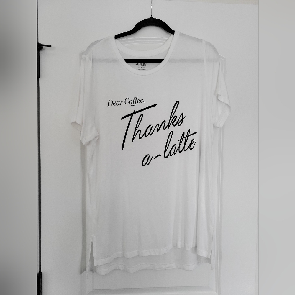 Apt. 9 Graphic Tee Dear Coffee Thanks a-latte Size XL NWT